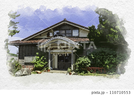水彩画風　東尋坊　雄島　大湊神社（陸ノ宮）　社務所　福井県坂井市 110710553