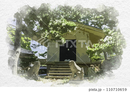水彩画風 東尋坊 雄島 大湊神社(陸ノ宮) 宝物庫 福井県坂井市 水彩画風 東尋坊 雄島 大湊神社(陸ノ宮) 宝物庫 福井県坂井市 110710659