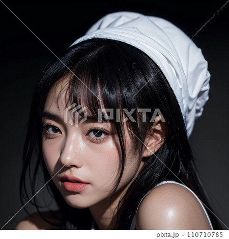 白い帽子の女性のポートレート 白い帽子の女性のポートレート 110710785