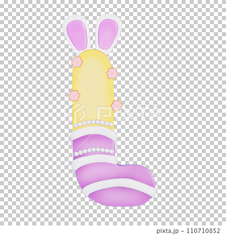 Easter bunny holiday alphabet L with cute decoration on transparent background , 3D Rendering Easter bunny holiday alphabet L with cute decoration on transparent background , 3D Rendering 110710852