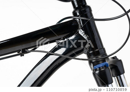 Black bicycle on white background close up Black bicycle on white background close up 110710859