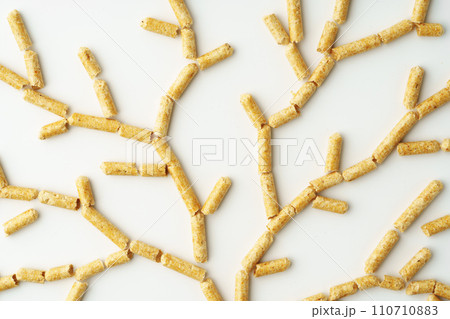 Wood pellets biofuel isolated on white background Wood pellets biofuel isolated on white background 110710883