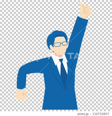 Man in suit with dark blue glasses_Good pose_Upper body Man in suit with dark blue glasses_Good pose_Upper body 110710957