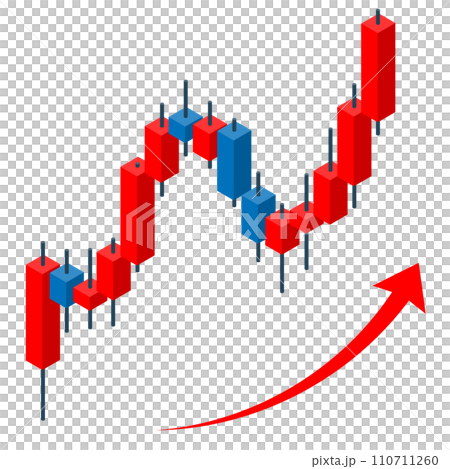 上昇チャートのアイソメトリックイラスト。右向き、主線なし。 110711260