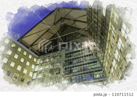 水彩画風　富山市役所　富山県富山市 110711512