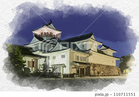 水彩画風　富山城　富山市郷土博物館　富山県富山市 110711551