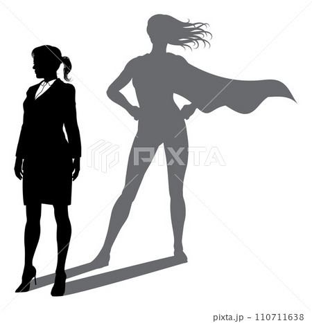 Superhero Business Woman With Super Hero Shadow 110711638