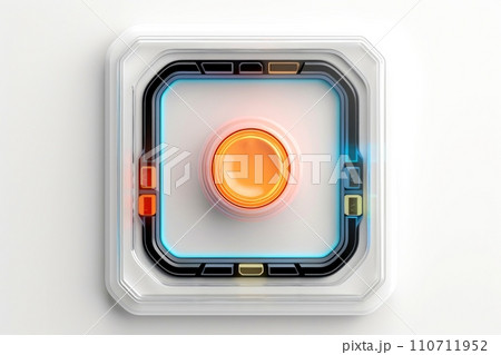 Abstract high tech button on white background, Generative AI 110711952