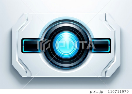 Abstract high tech button on white background, Generative AI 110711979