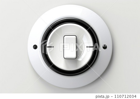 Abstract high tech button on white background, Generative AI 110712034