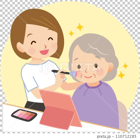 Care Beauty Visiting Beauty Staff applying makeup to the elderly 110712285