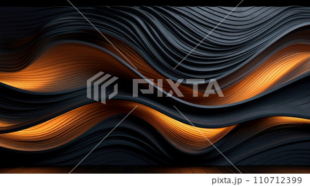Wood marquetry wall parquet, abstract pattern background, Generative AI illustration 110712399