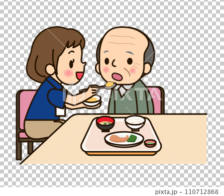一名男子正在協助吃飯 110712868