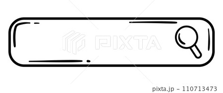 Hand Drawn Doodle Style Search Bar Illustration Black and White Research Rectangle Frame with rounded corners with Magnifier Hand Drawn Doodle Style Search Bar Illustration Black and White Research Rectangle Frame with rounded corners with Magnifier 110713473