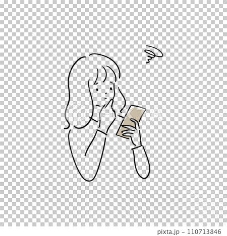 A young woman looking at her smartphone with a troubled face 110713846