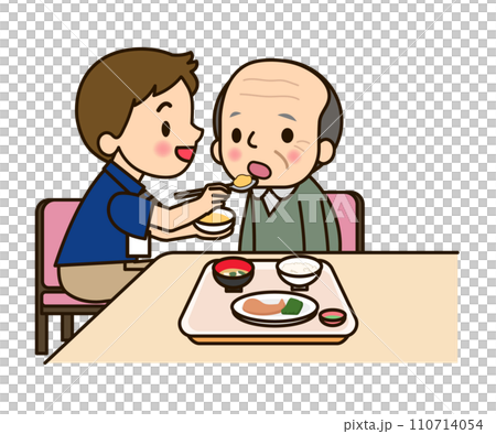 一名男子正在協助吃飯 110714054