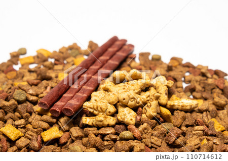 Treats for cats meat sticks sausages and catnip cookies. Treats for cats meat sticks sausages and catnip cookies. 110714612