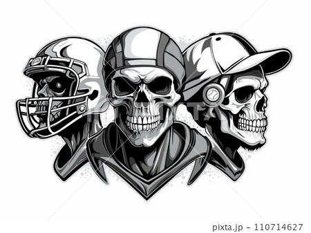 the skull with glasses and a helmet the skull with glasses and a helmet 110714627