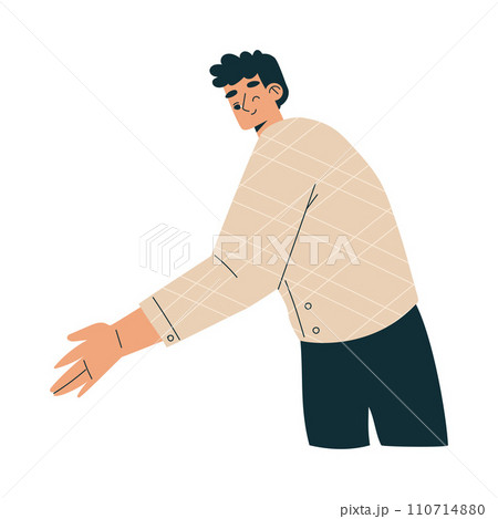 Man Character Giving High Five Hand Gesture with Joy Vector Illustration Man Character Giving High Five Hand Gesture with Joy Vector Illustration 110714880