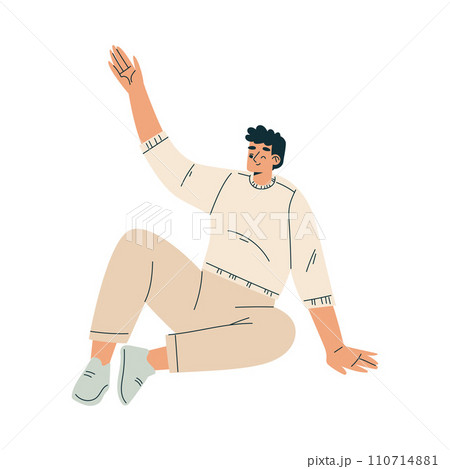 Man Character Giving High Five Hand Gesture with Joy Vector Illustration Man Character Giving High Five Hand Gesture with Joy Vector Illustration 110714881