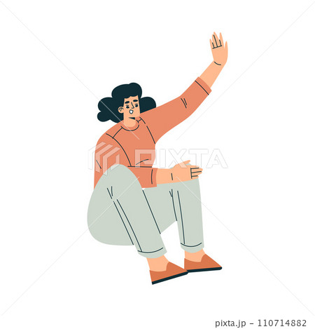 Woman Character Giving High Five Hand Gesture with Joy Vector Illustration 110714882