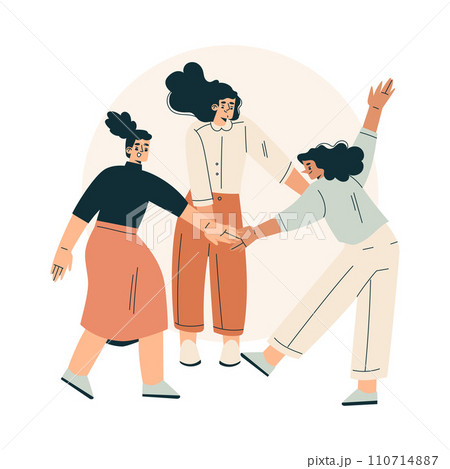 Woman Character Giving High Five Hand Gesture with Joy Vector Illustration 110714887