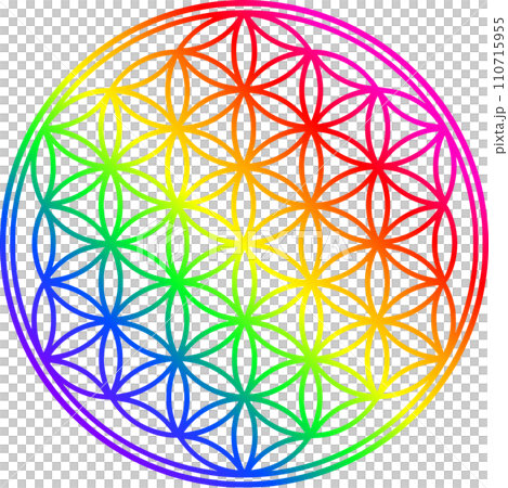 虹色のフラワーオブライフのイラスト 110715955