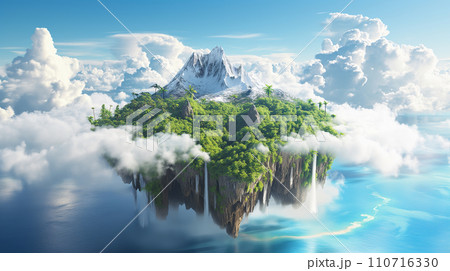 Beautuful fantasy dream landscape with floating island 110716330