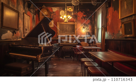 Vintage jazz bar music club interiorのイラスト素材