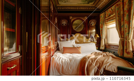 Interior of luxury suite in vintage train Interior of luxury suite in vintage train 110716345