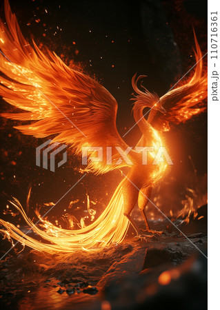 Phoenix mythical bird rising from the ashes 110716361