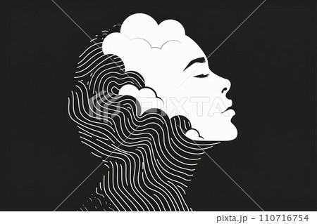 悩める心と複雑な心理状態を抽象的かつアーティスティックに表現した心のアート AI画像 93 110716754