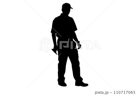 Baseball Umpire Vector Silhouette,Baseball Umpire Decision Indication by Giving Hand Signal, 110717065