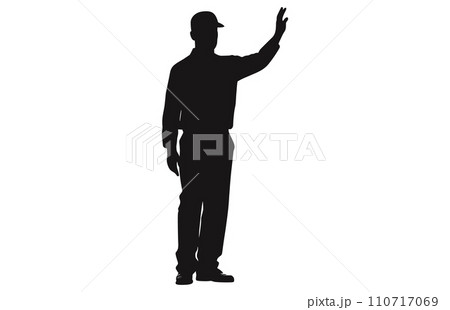 Baseball Umpire Vector Silhouette,Baseball Umpire Decision Indication by Giving Hand Signal, Baseball Umpire Vector Silhouette,Baseball Umpire Decision Indication by Giving Hand Signal, 110717069