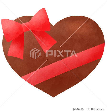 赤いリボンの付いた大きなハートのバレンタインチョコレート 110717277