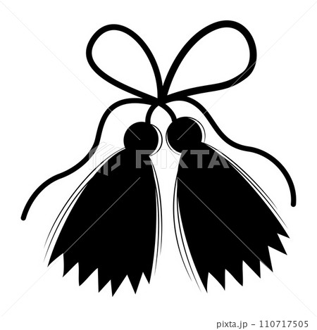 Martisor talisman. Silhouette traditional accessory Martenitsa. Baba Marta Day. spring holiday. Vector black hand drawing. Martisor talisman. Silhouette traditional accessory Martenitsa. Baba Marta Day. spring holiday. Vector black hand drawing. 110717505