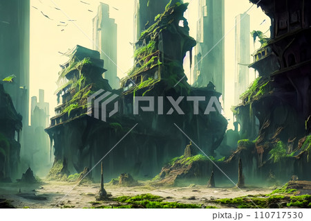 自然に侵食された都市　ファンタジー 110717530