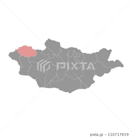 Uvs province map, administrative division of Mongolia. Vector illustration. 110717659