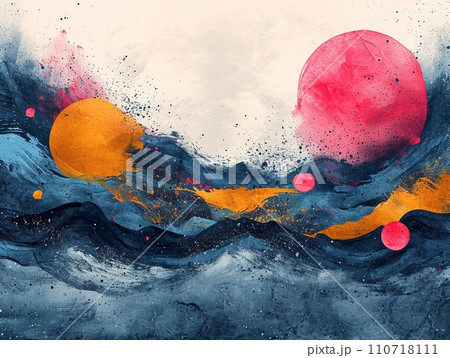 オレンジ色の抽象水墨画 オレンジ色の抽象水墨画 【公式通販】