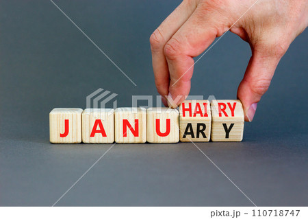 Januhairy or January symbol. Concept words Januhairy or January on beautiful wooden blocks. Beautiful grey table grey background. Man hand. Social issues Januhairy or January concept. Copy space. Januhairy or January symbol. Concept words Januhairy or January on beautiful wooden blocks. Beautiful grey table grey background. Man hand. Social issues Januhairy or January concept. Copy space. 110718747