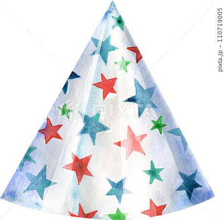 Party hat. Watercolor illustration. Birthday element Party hat. Watercolor illustration. Birthday element 110719005