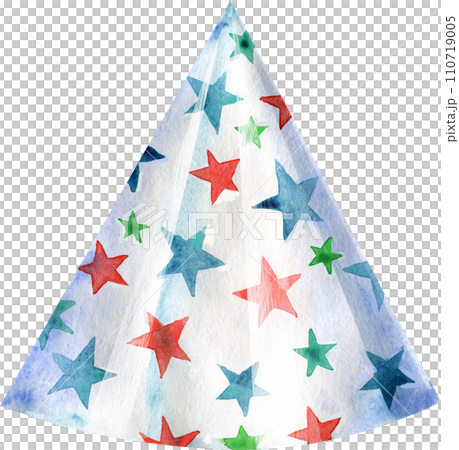 Party hat. Watercolor illustration. Birthday element Party hat. Watercolor illustration. Birthday element 110719005