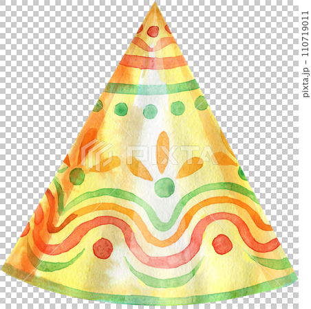 Party hat. Watercolor illustration. Birthday element 110719011