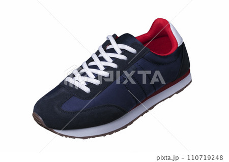 Sport shoes. Blue sneaker with white laces. 110719248