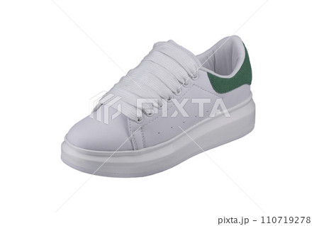 White sneaker on a white background.Sports shoes. White sneaker on a white background.Sports shoes. 110719278