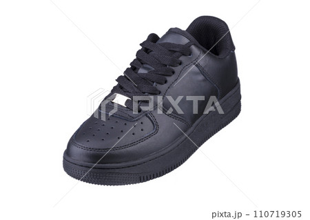 One black sneaker on a white background. Sport shoes. 110719305