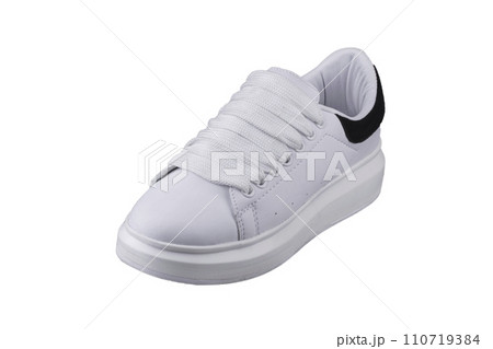 White sneaker on a white background.Sports shoes. White sneaker on a white background.Sports shoes. 110719384
