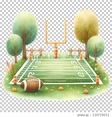 Football field watercolor clipart. Ai Generate 110719531