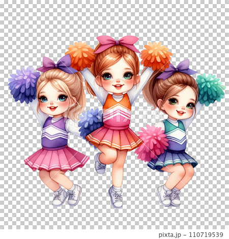 american football cheerleaders watercolor clipart. Ai Generate 110719539