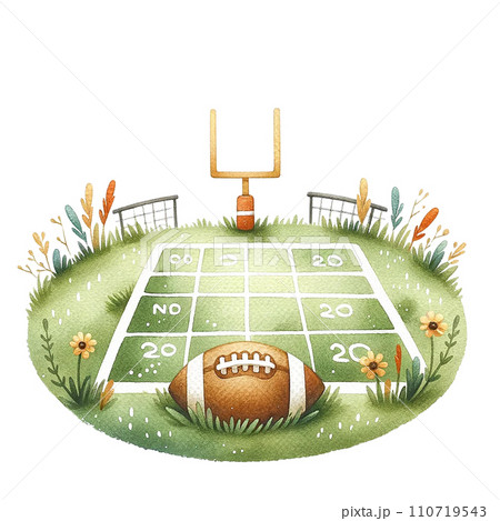 Football field watercolor clipart. Ai Generate 110719543